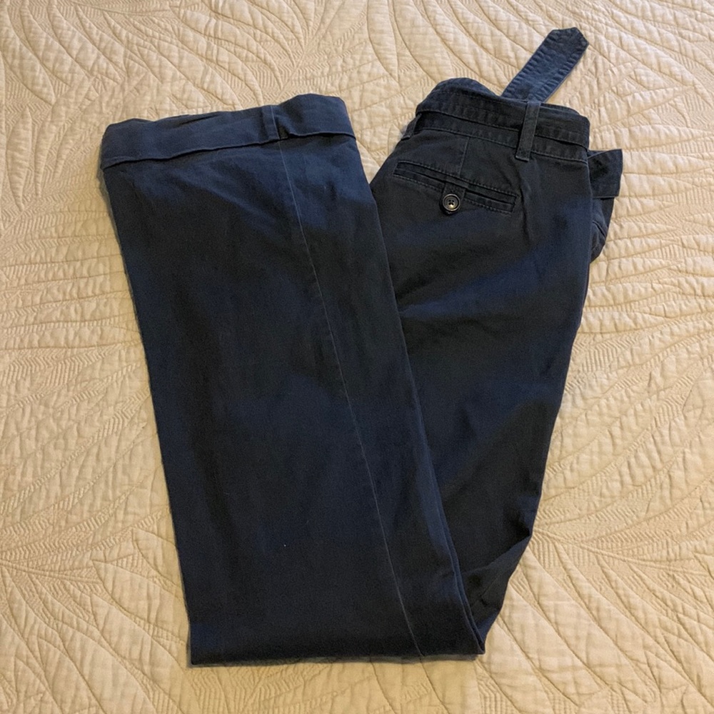 Belted marissa cut navy canvas pants